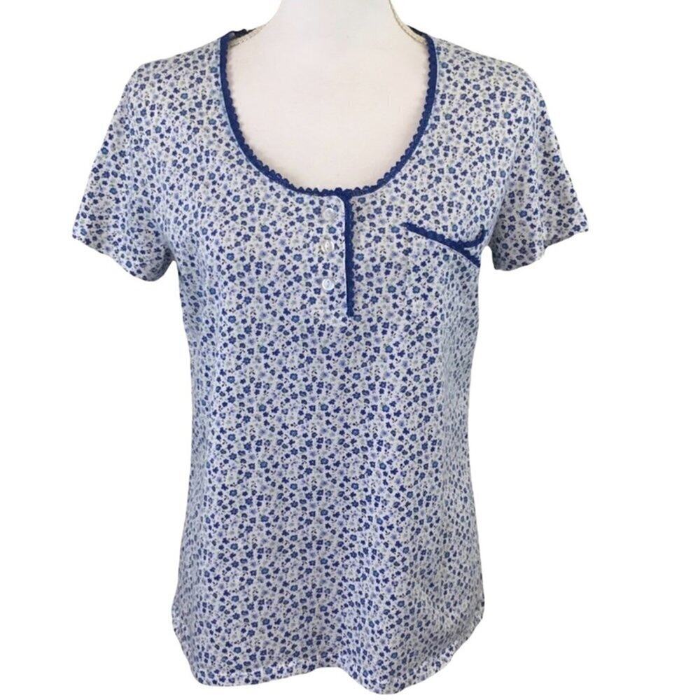 Laura Ashley Calico Print Top Size Medium